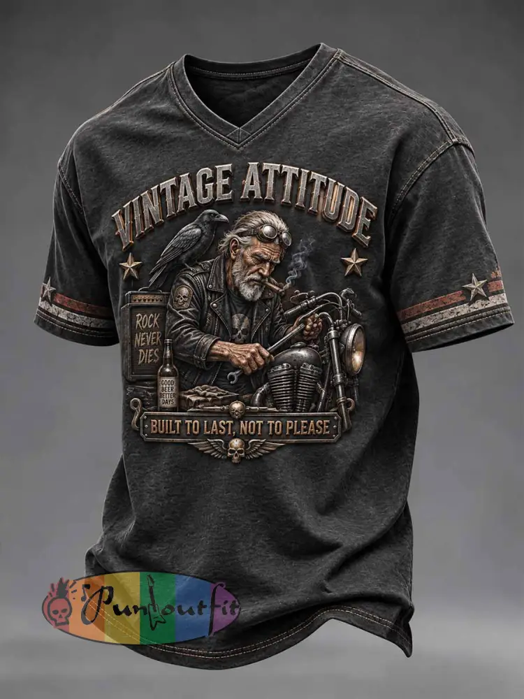 ’VINTAGE ATTITUDE Humorous Slogan Print T-shirt’ - As picture · S
