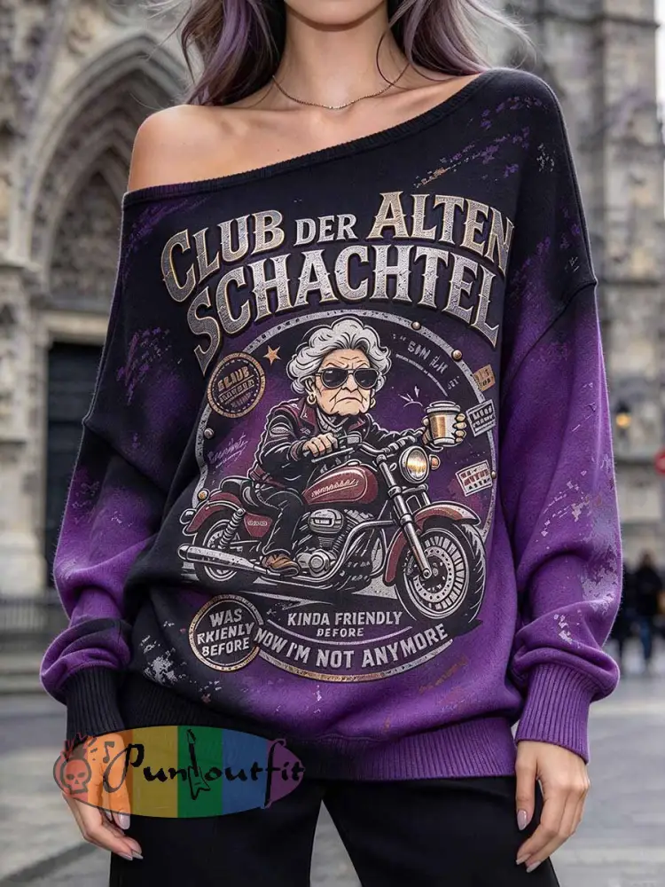 Women’s ’Senior Citizens Club’ Humorous Slogan Print Sweatshirt - As picture · S