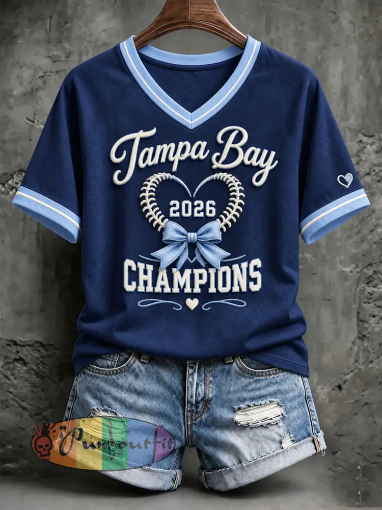 Women’s Tampa Bay Baseball Lover Printed T-shirt - Deep Blue · S