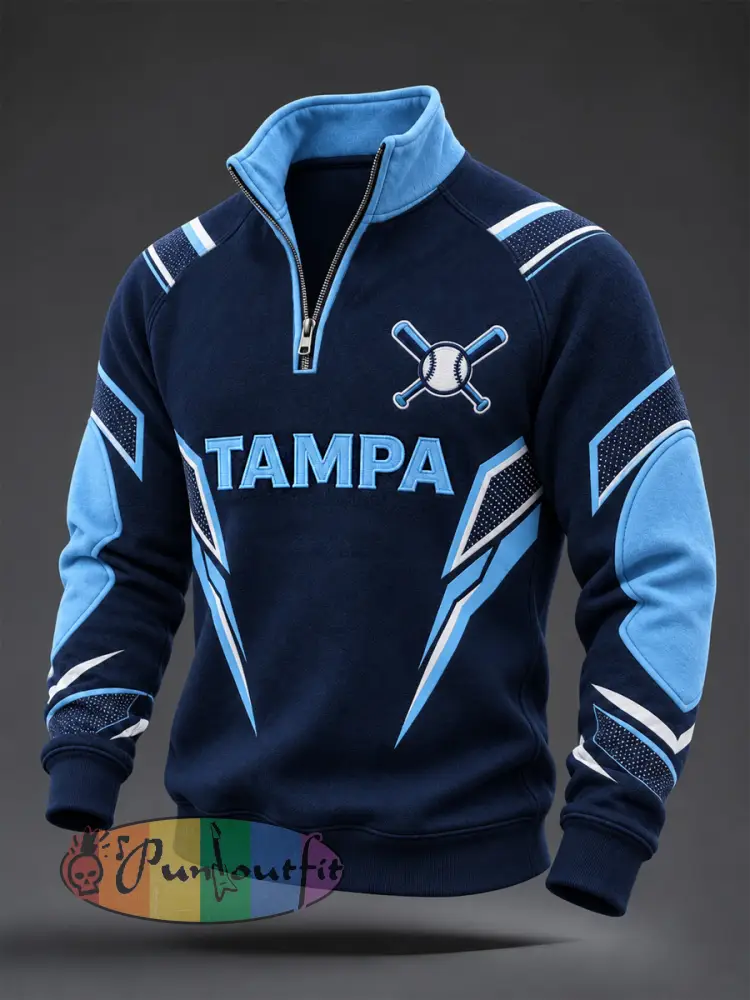 Men’s Gift For Baseball Fans Print Zip-Up Hoodie - Deep Blue · S