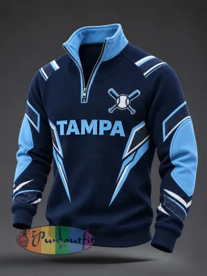 Men’s Gift For Baseball Fans Print Zip-Up Hoodie - Deep Blue · S