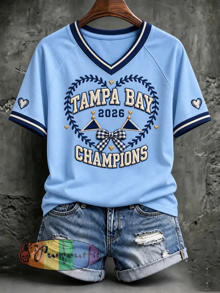 Women’s Tampa Bay Baseball Lover Printed T-shirt - Sky Blue · S