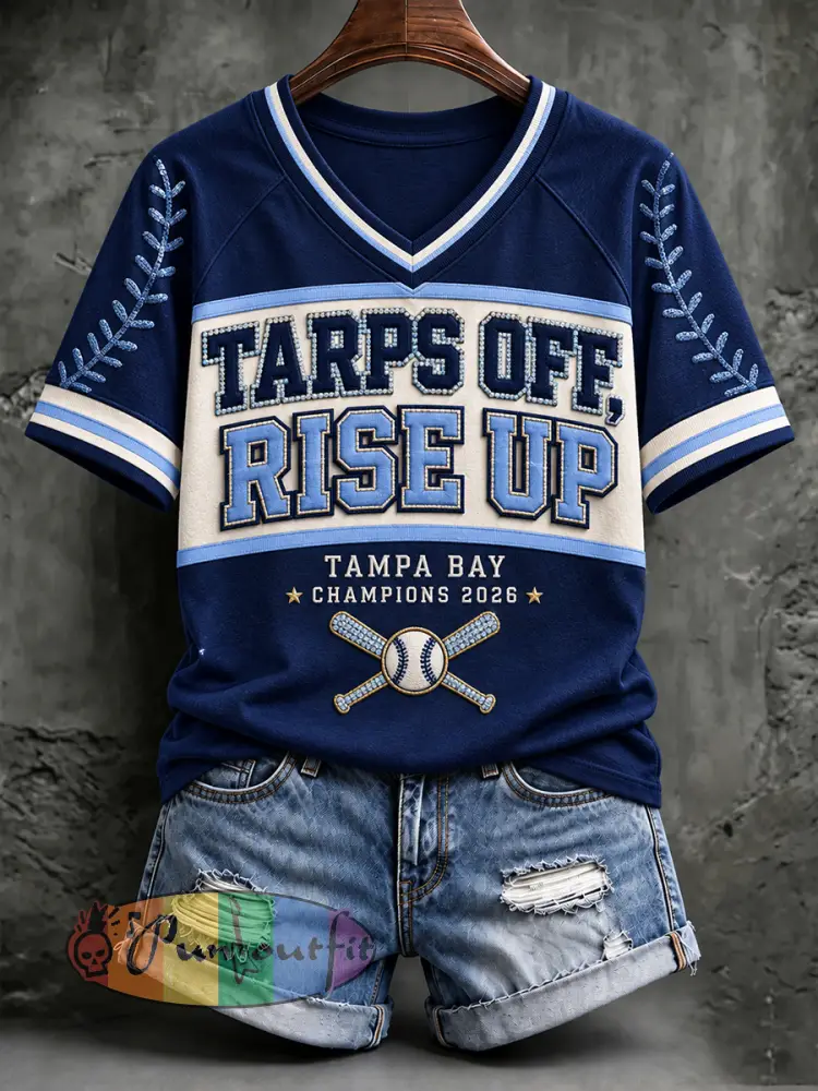 Women’s Tampa Bay Baseball Lover Printed T-shirt - Deep Blue · S