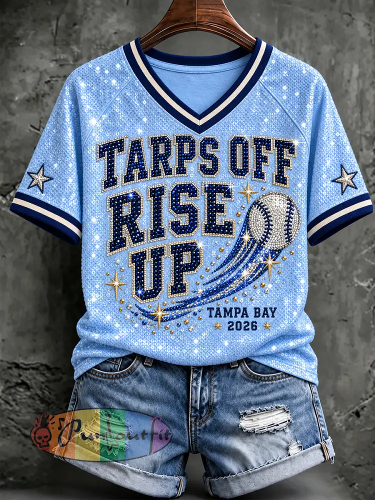 Women’s Tampa Bay Baseball Lover Printed T-shirt - Sky Blue · S