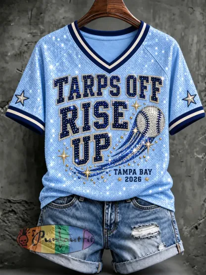 Women’s Tampa Bay Baseball Lover Printed T-shirt - Sky Blue · S