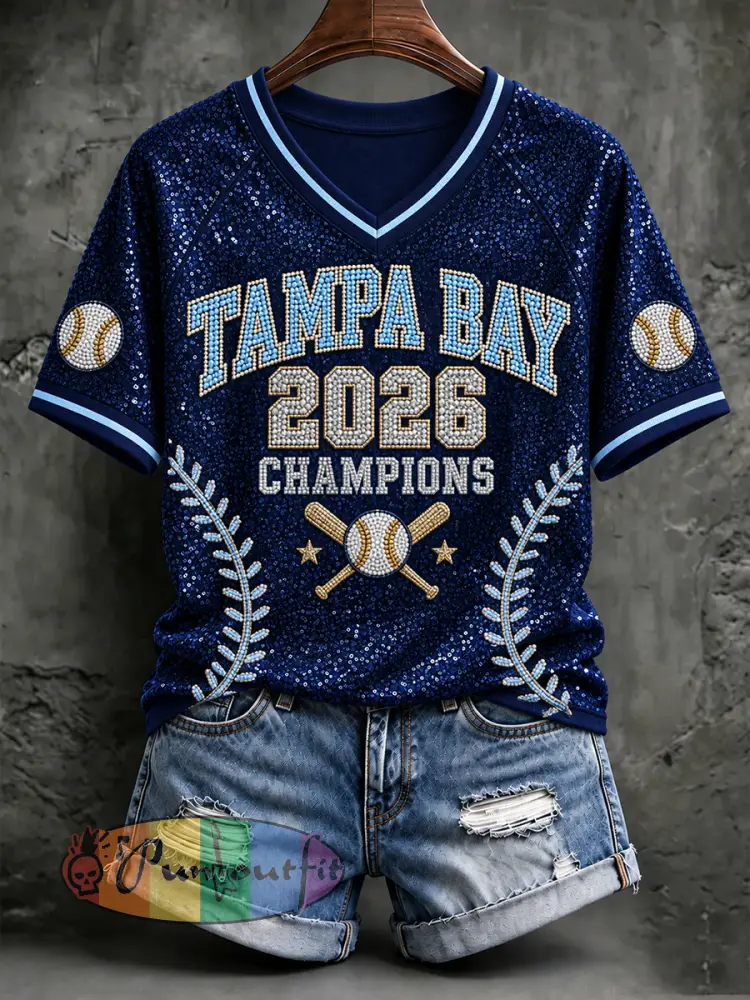 Women’s Tampa Bay Baseball Lover Printed T-shirt - Deep Blue · S