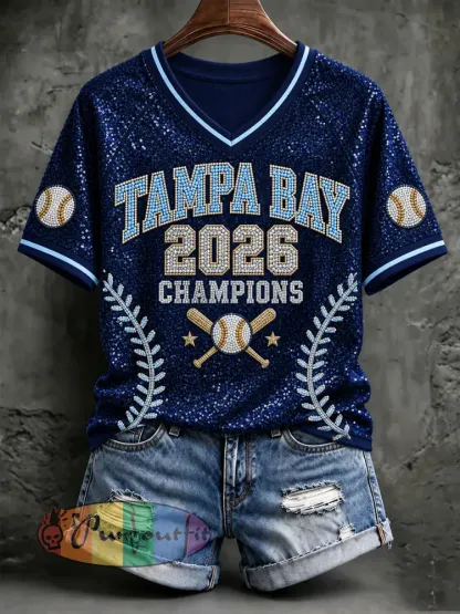 Women’s Tampa Bay Baseball Lover Printed T-shirt - Deep Blue · S