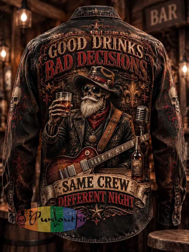 Men’s ’GOOD DRINKS BAD DECISIONS’Print Shirt - As picture · S