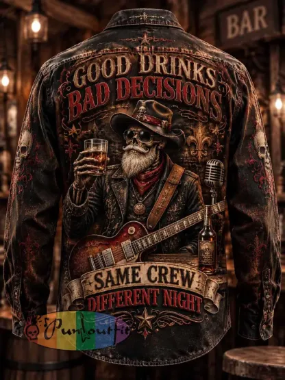 Men’s ’GOOD DRINKS BAD DECISIONS’Print Shirt - As picture · S