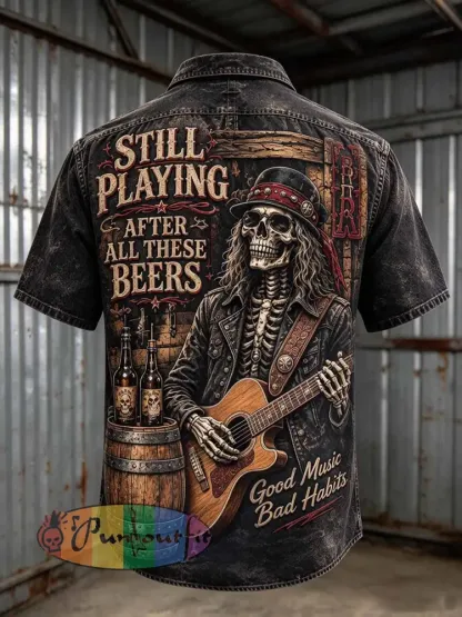 Men’s ’STILL PLAYING’ Patterned Print Shirt - As picture · M