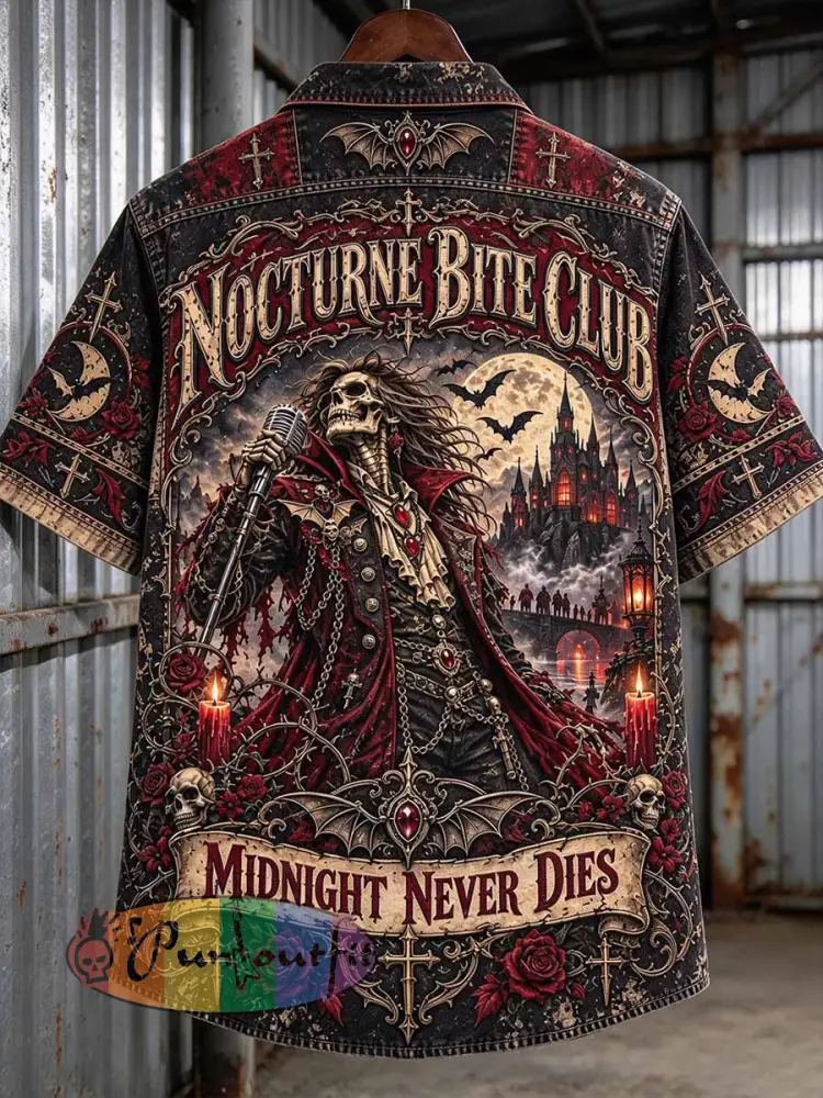 Men’s ’NOCTURNE BITE CLUB’ Graphic Print Shirt - As picture · M