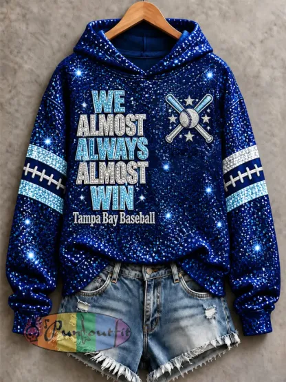 Women’s Tampa Bay Baseball Lover Print Sweatshirt - Deep Blue · S