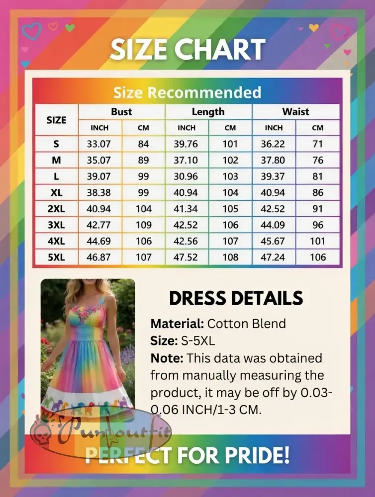 Women’s Rainbow Floral Dog Art Printed Dress