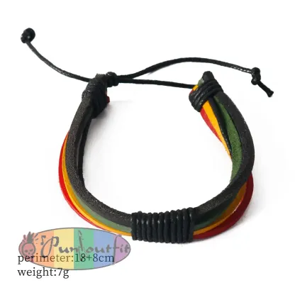 Unisex Jamaican Reggae Leather Braided Bracelet