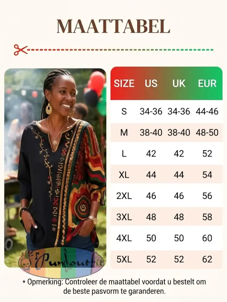 Women’s Retro Juneteenth Geometric Print Casual V-Neck Top