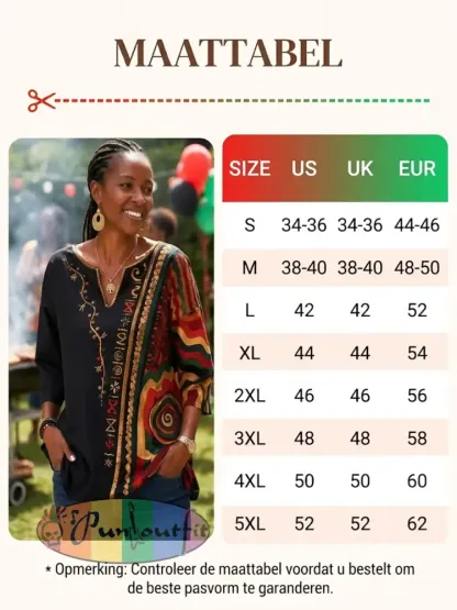 Women’s Retro Juneteenth Geometric Print Casual V-Neck Top
