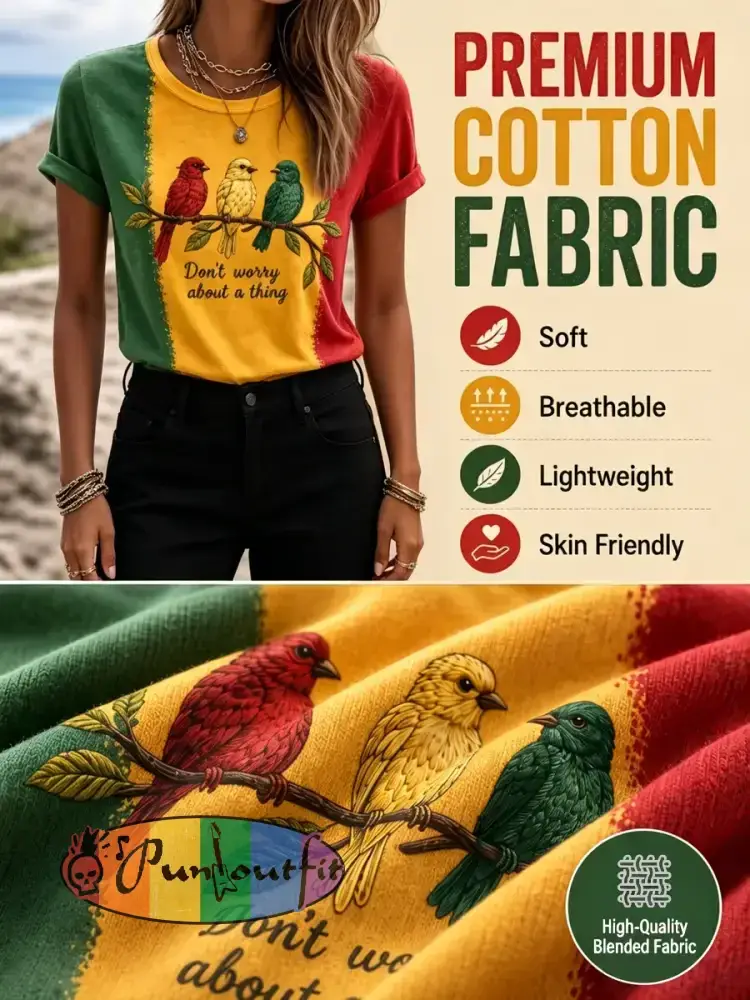 Women's 'Every Little Thing Is Gonna Be Alright' Printed Casual T-Shirt