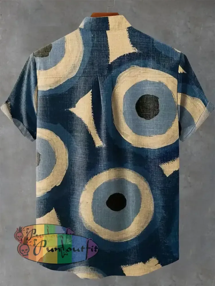 Abstract Digital Art Painting Vintage Print Casual 100% Cotton Shirt GEOMETRIC ART DESIGN
