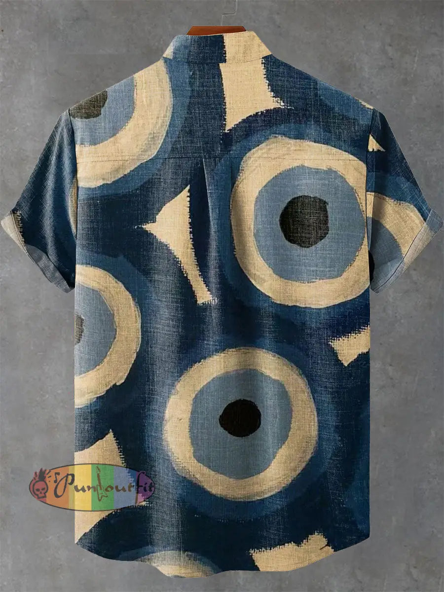 Abstract Digital Art Painting Vintage Print Casual 100% Cotton Shirt GEOMETRIC ART DESIGN