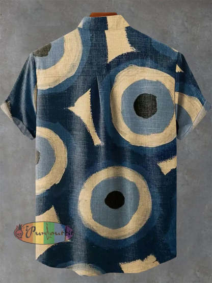 Abstract Digital Art Painting Vintage Print Casual 100% Cotton Shirt GEOMETRIC ART DESIGN