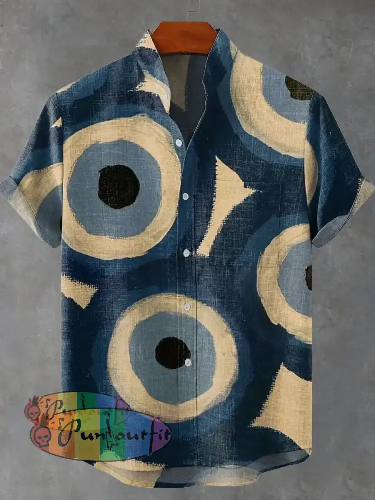 Abstract Digital Art Painting Vintage Print Casual 100% Cotton Shirt Multicolor / S GEOMETRIC ART DESIGN