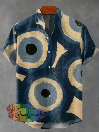 Abstract Digital Art Painting Vintage Print Casual 100% Cotton Shirt Multicolor / S GEOMETRIC ART DESIGN
