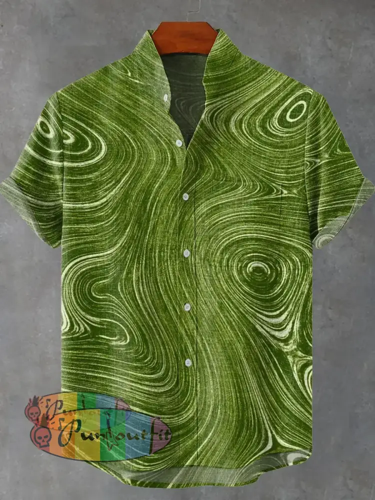 Abstract Splicing Color Art Vintage Print Casual 100% Cotton Shirt GEOMETRIC ART DESIGN