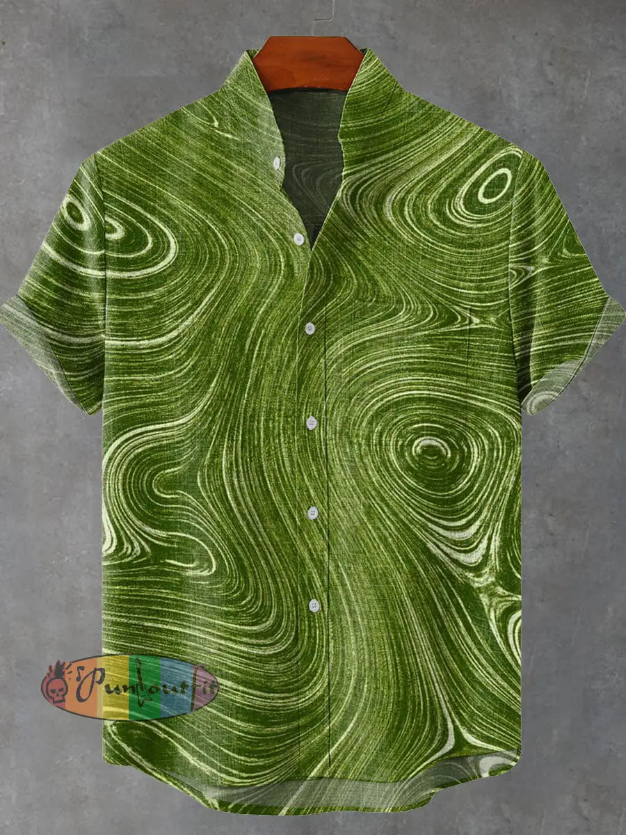 Abstract Splicing Color Art Vintage Print Casual 100% Cotton Shirt GEOMETRIC ART DESIGN