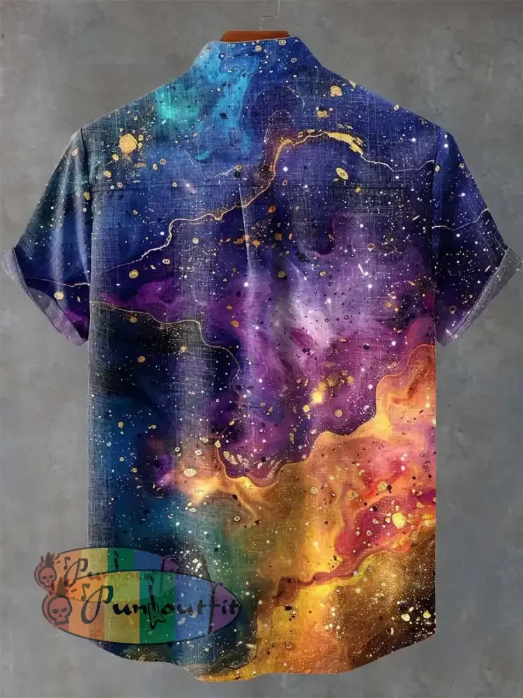 Color Inkjet Gradient Art Casual 100% Cotton Shirt GEOMETRIC ART DESIGN