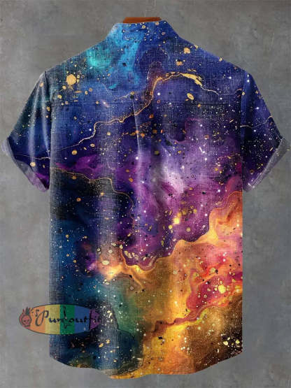 Color Inkjet Gradient Art Casual 100% Cotton Shirt GEOMETRIC ART DESIGN