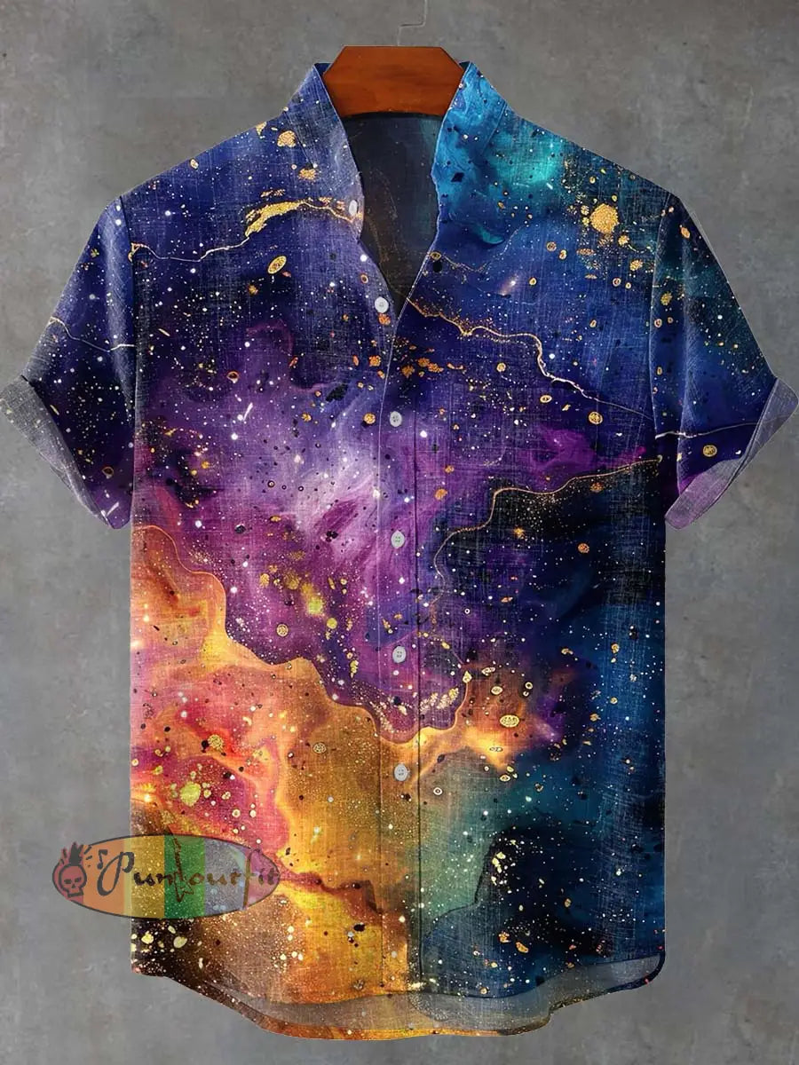 Color Inkjet Gradient Art Casual 100% Cotton Shirt Multicolor / S GEOMETRIC ART DESIGN