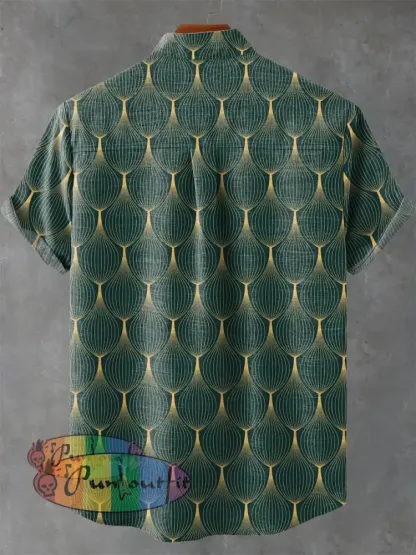 Geometric Line Decorative Pattern Casual 100% Cotton Shirt GEOMETRIC ART DESIGN