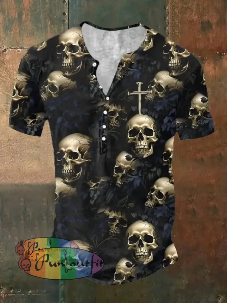 Men’s 3D Dark Skull Print T-Shirt As Shown / S T-Shirts
