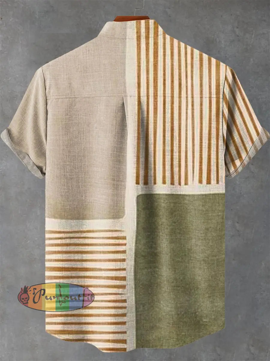 Men’s Abstract Geometric Pattern Art Print Casual 100% Cotton Shirt GEOMETRIC ART DESIGN