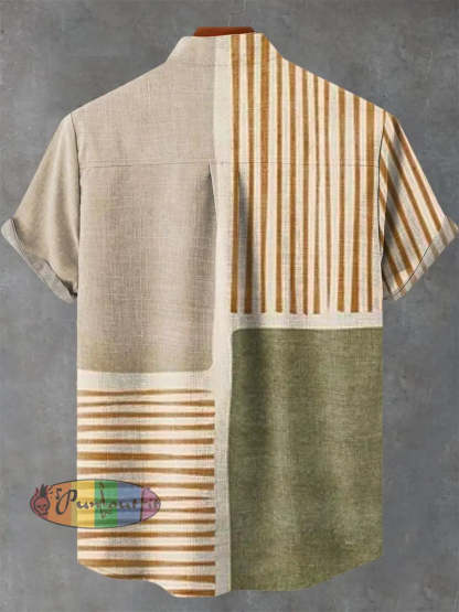 Men’s Abstract Geometric Pattern Art Print Casual 100% Cotton Shirt GEOMETRIC ART DESIGN