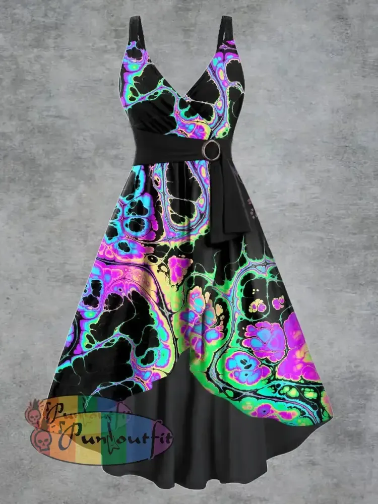 Men’s Abstract Psychedelic Fission Print Casual Short Sleeved Shirt Dress 2 / S