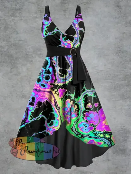 Men’s Abstract Psychedelic Fission Print Casual Short Sleeved Shirt Dress 2 / S