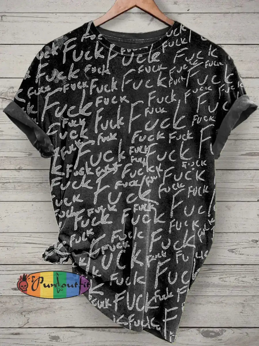 Men’s Abstract Psychedelic Text Print Casual Short Sleeved Shirt Short Sleeve T-Shirt-2 / S