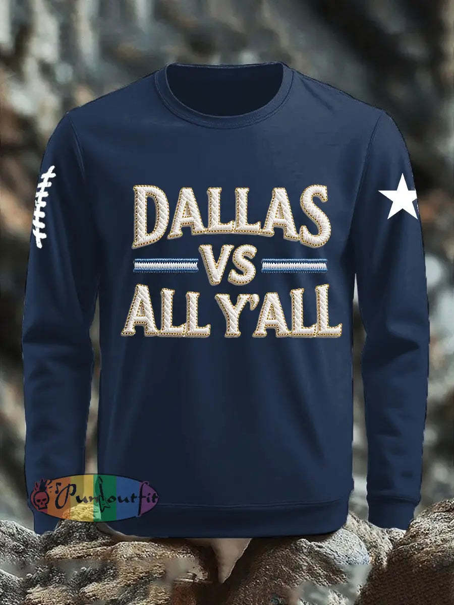 Men’s American Football Embroidered Print Sweatshirt Dark Blue / S