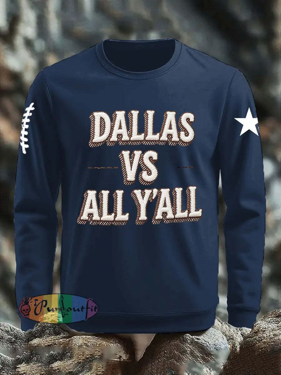 Men’s American Football Embroidered Print Sweatshirt Dark Blue / S