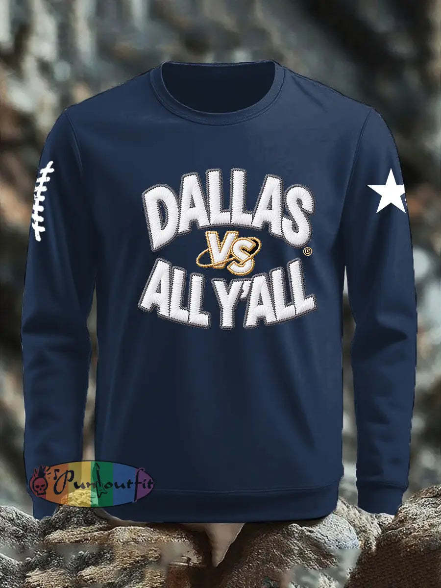 Men’s American Football Embroidered Print Sweatshirt Dark Blue / S