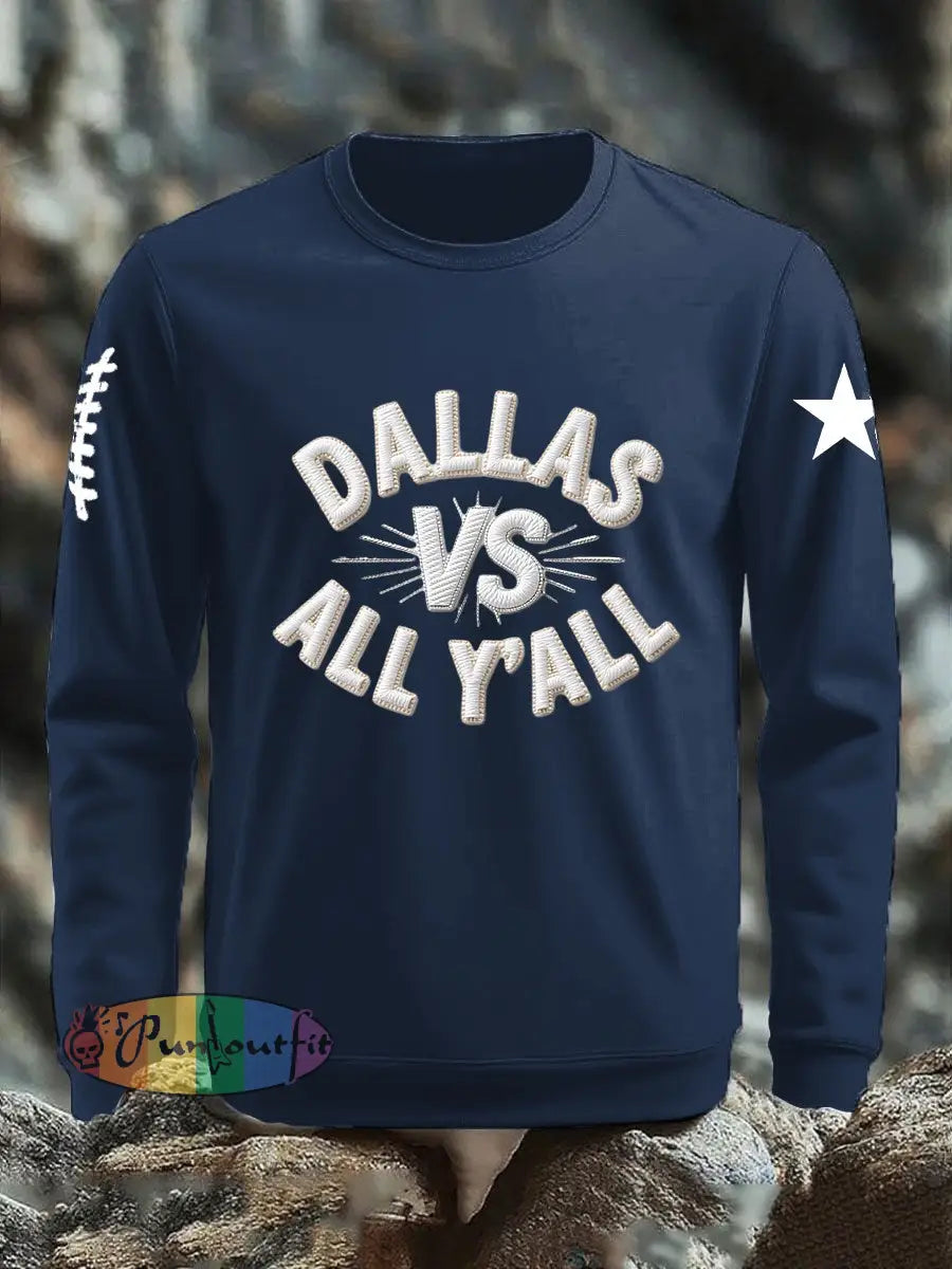 Men’s American Football Embroidered Print Sweatshirt Dark Blue / S