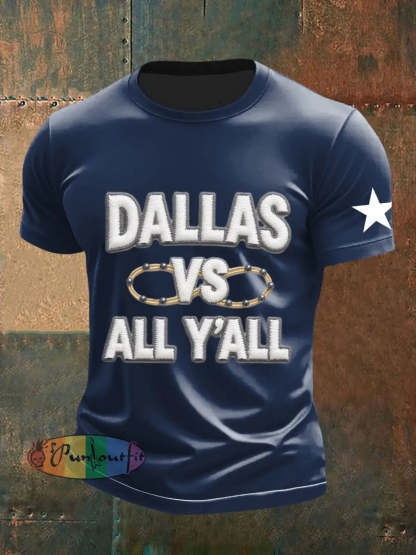 Men’s American Football Embroidery Print T Shirt Navy Blue / S