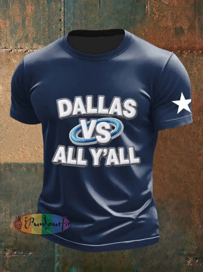 Men’s American Football Embroidery Print T Shirt Navy Blue / S