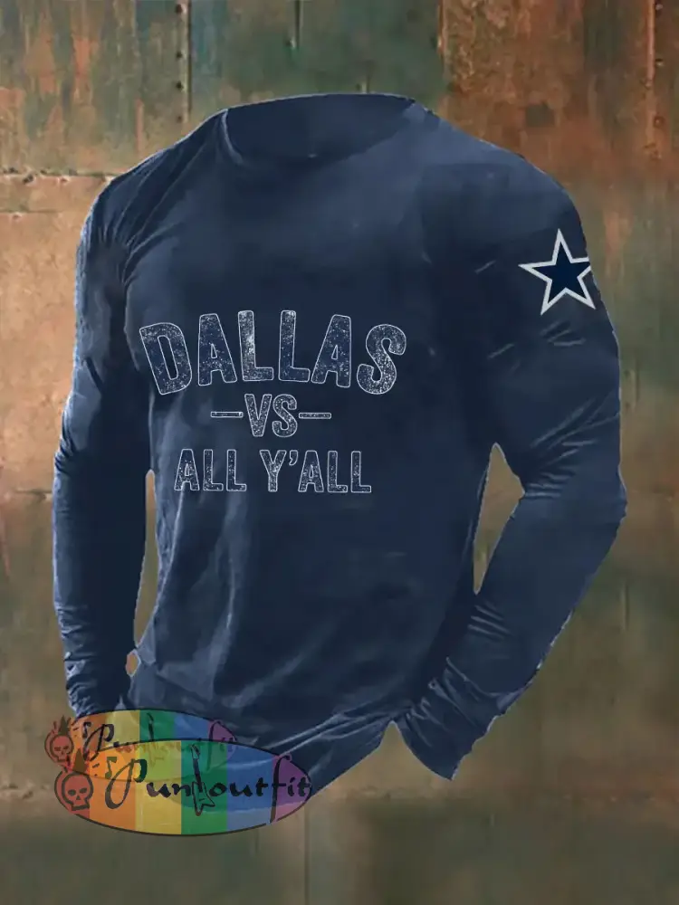 Men’s American Football Long Sleeve T Shirt Navy Blue / S
