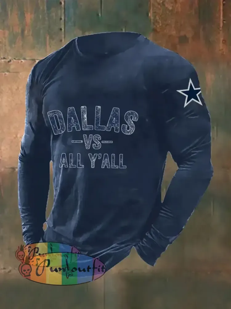 Men’s American Football Long Sleeve T Shirt Navy Blue / S