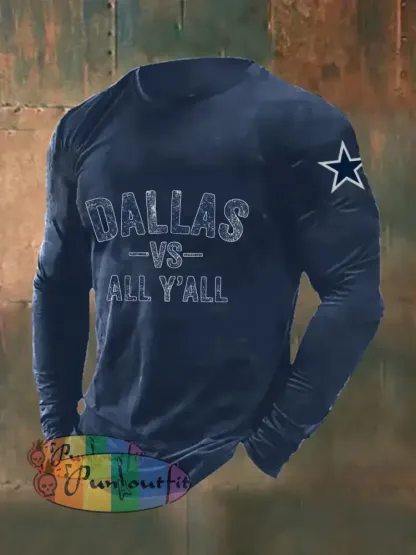Men’s American Football Long Sleeve T Shirt Navy Blue / S