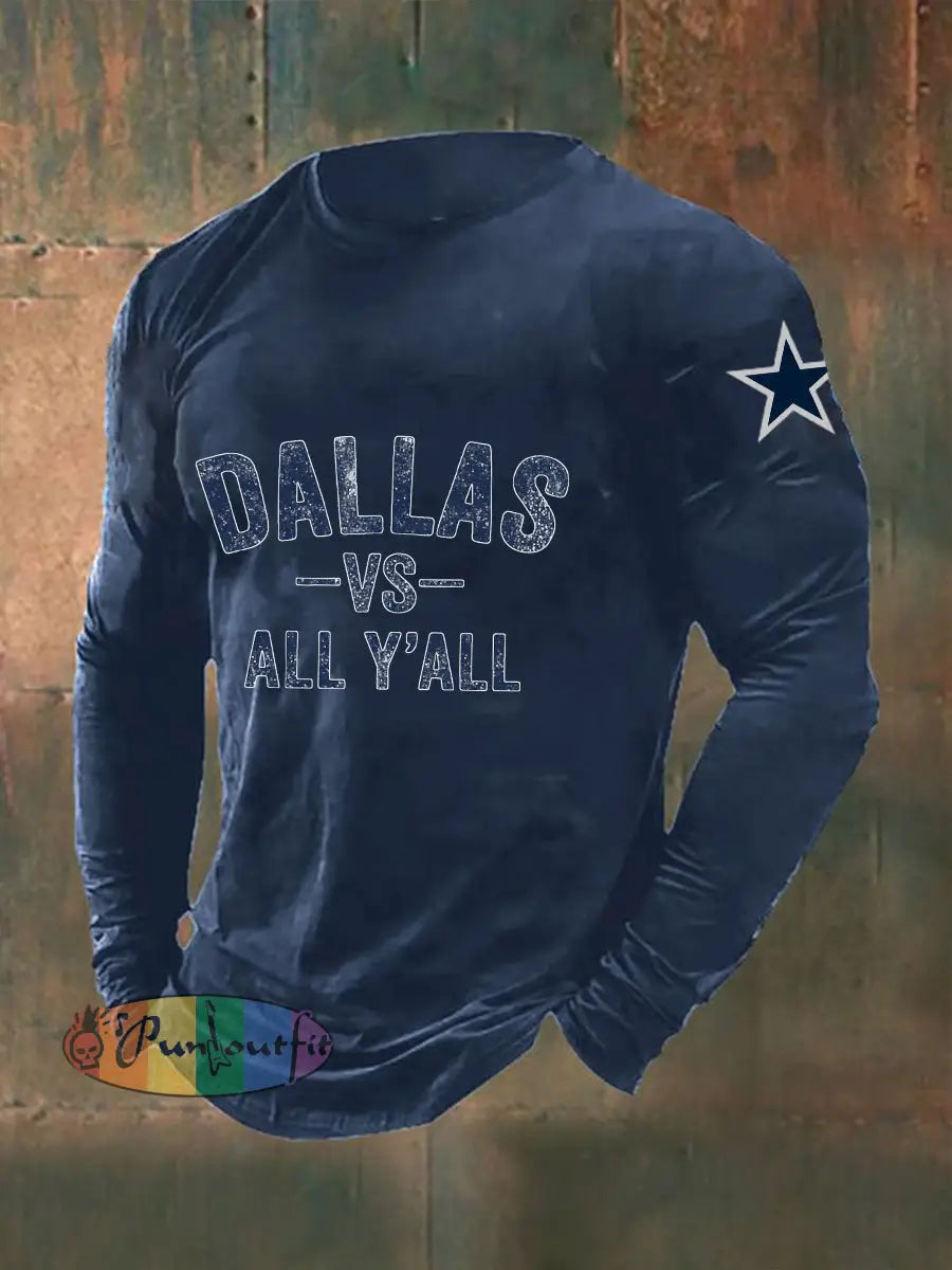 Men’s American Football Long Sleeve T Shirt Navy Blue / S