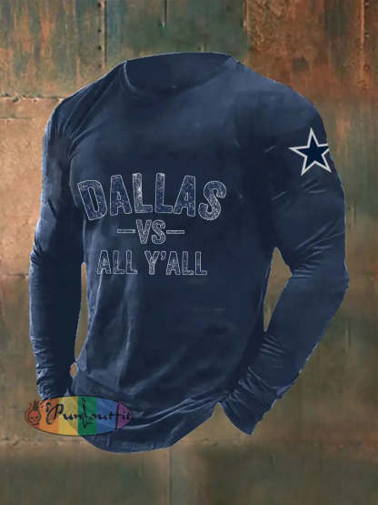 Men’s American Football Long Sleeve T Shirt Navy Blue / S