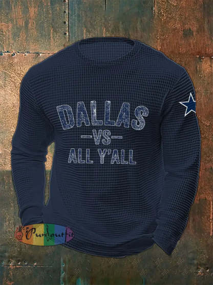 Men’s American Football Waffle Long Sleeve T shirt Navy Blue / S